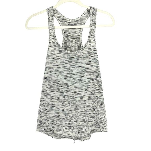 Lululemon All Tied Up Tank Heathered White Black Size 2 - Picture 1 of 7